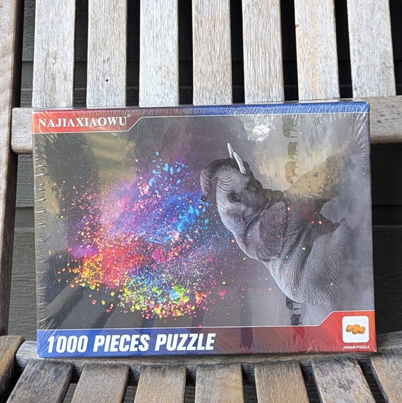 NEW najiaxiaowu Classic Jigsaw Puzzle 1000 Pieces Adult Wooden Elephant Rainbow - Picture 2 of 7